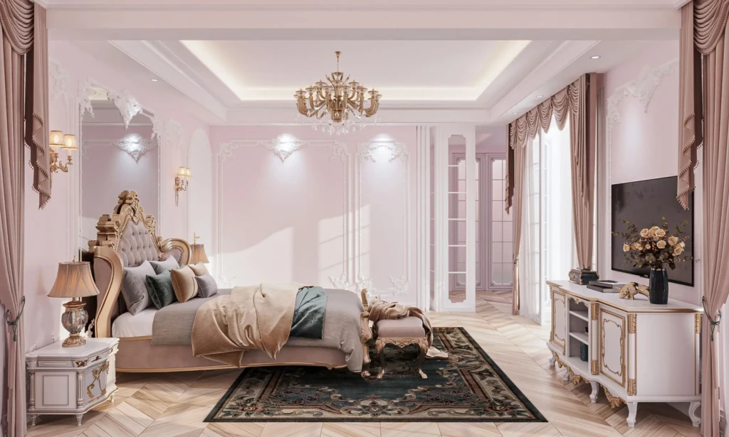 Luxurious modern bedroom Interior Design With classical bed and furniture