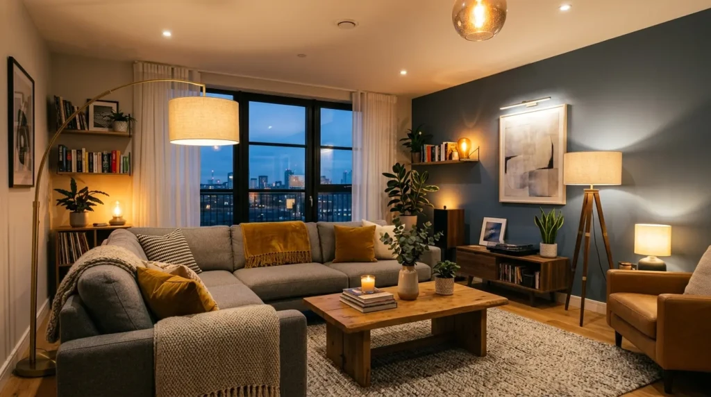 Perfectly Lit Apartment Living Room