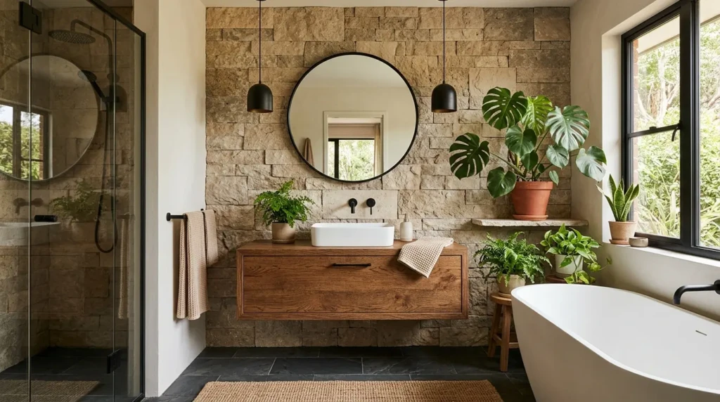 Natural Elements in Modern Bathroom