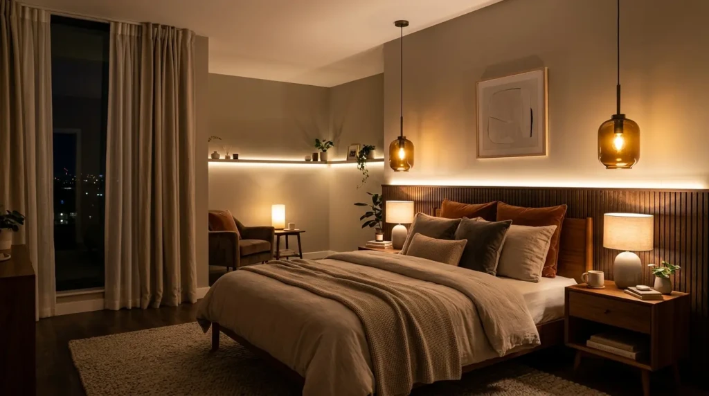 Cozy Modern Bedroom Lighting