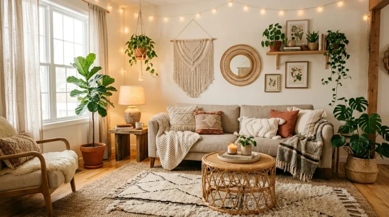 Cozy Boho Living Room Overview