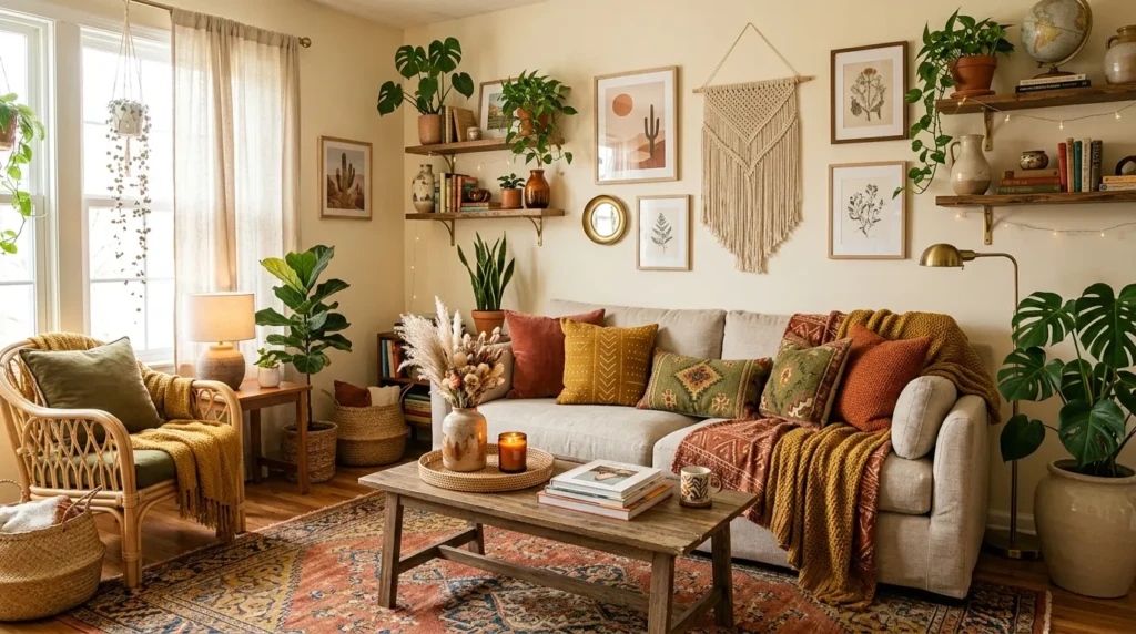 Earthy Boho Color Palette Living Room