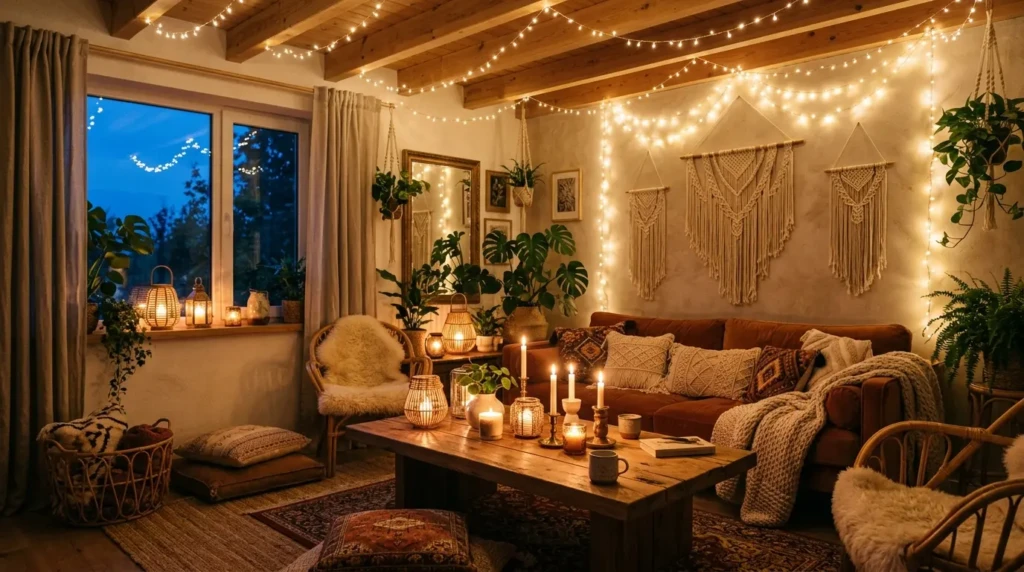 Cozy Boho Lighting Setup