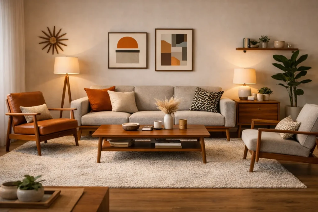 Cozy Mid Century Living Room Aesthetic