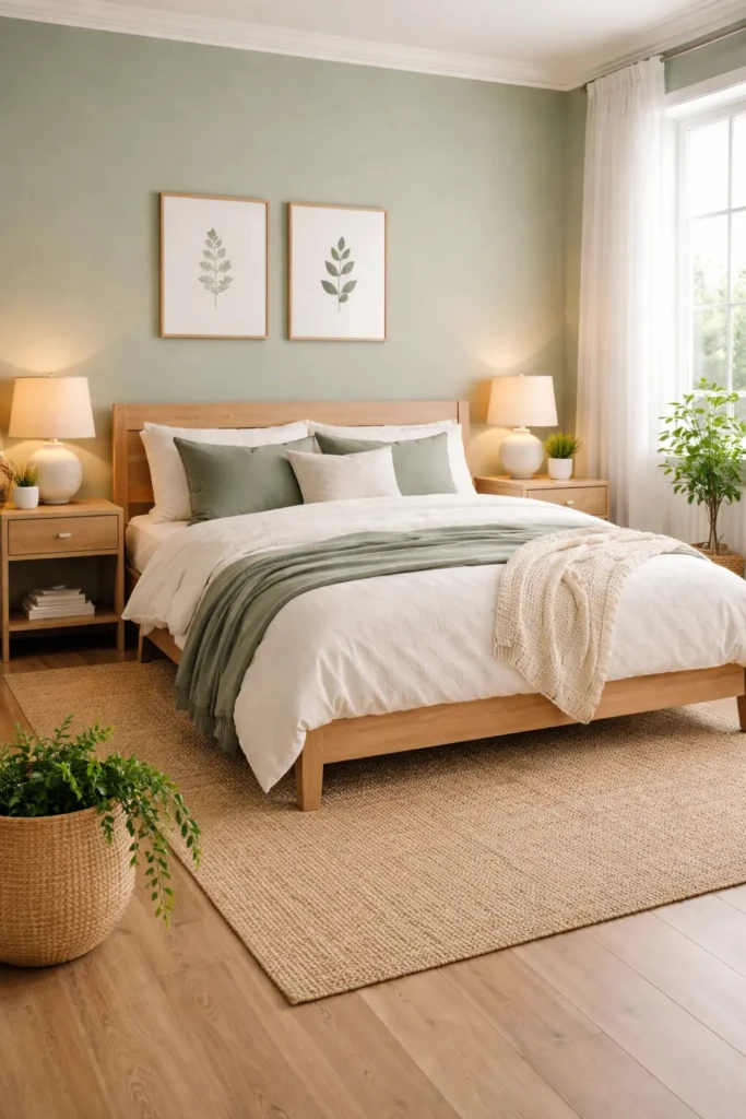 Elegant Sage Green Walls Bedroom