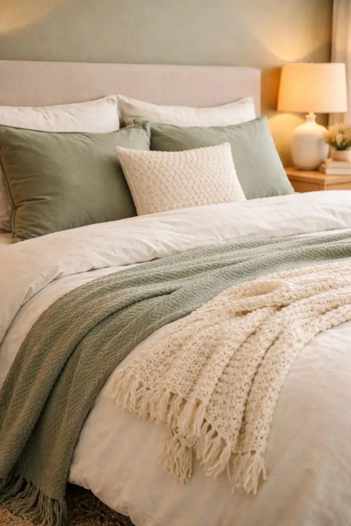 Cozy Sage Green Bedding Setup