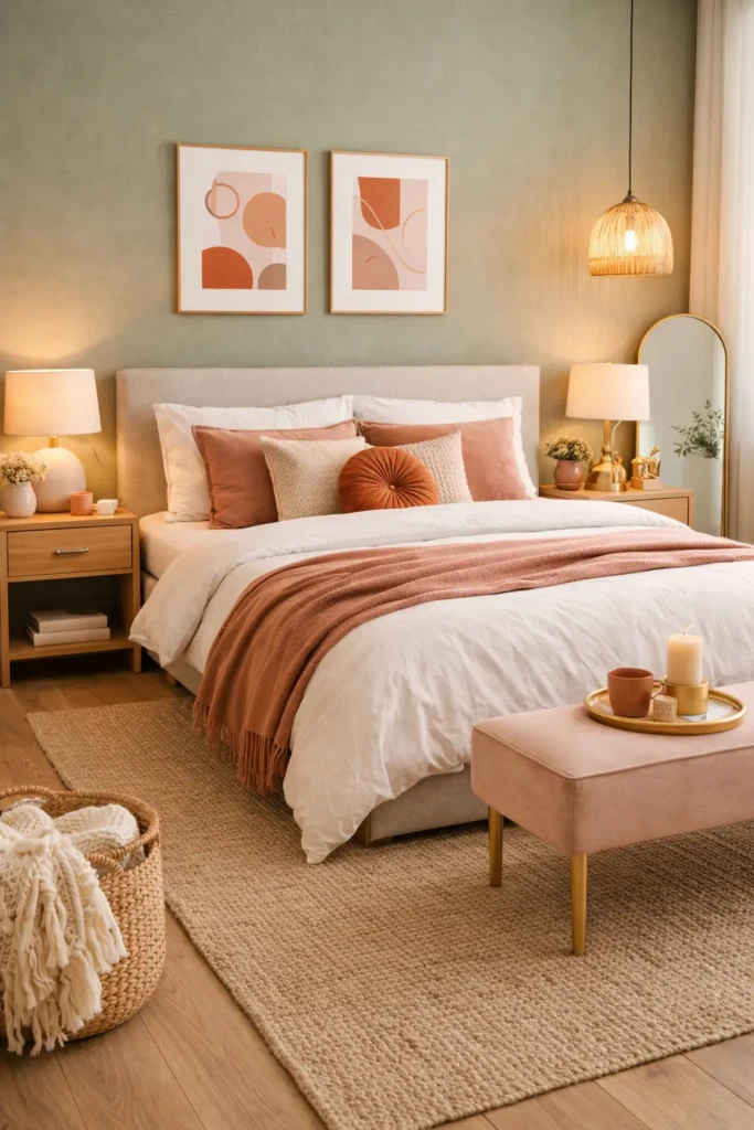 Sage Green with Blush and Gold Accents