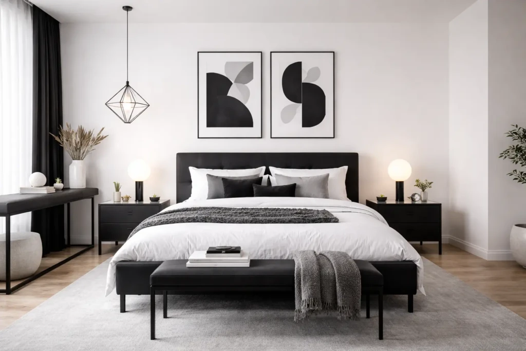 Minimalist Black and White Bedroom