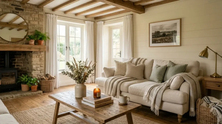 Cozy Farmhouse Living Room Overview