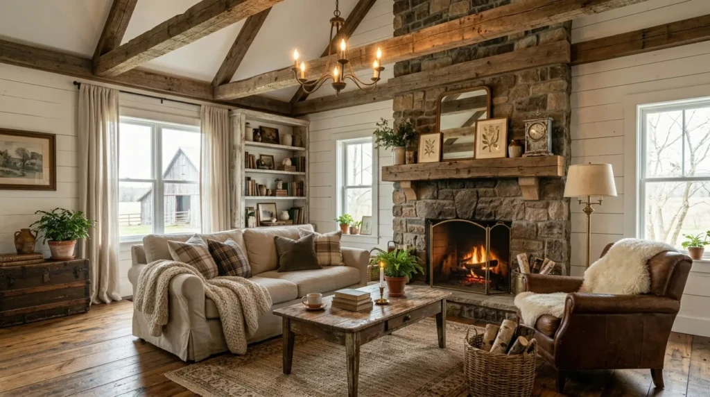 Rustic Farmhouse Living Room Details