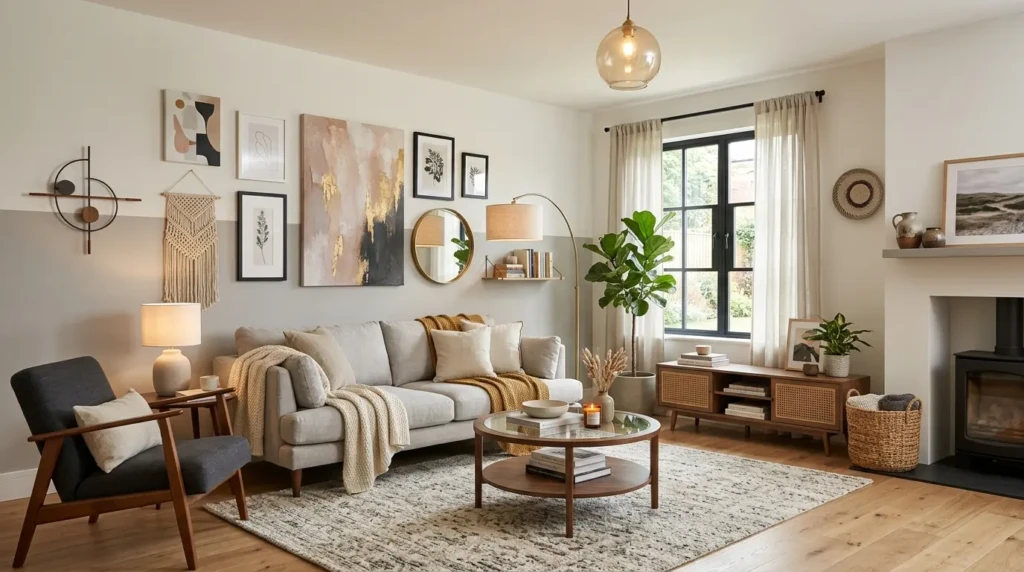 Stylish Living Room Wall Overview