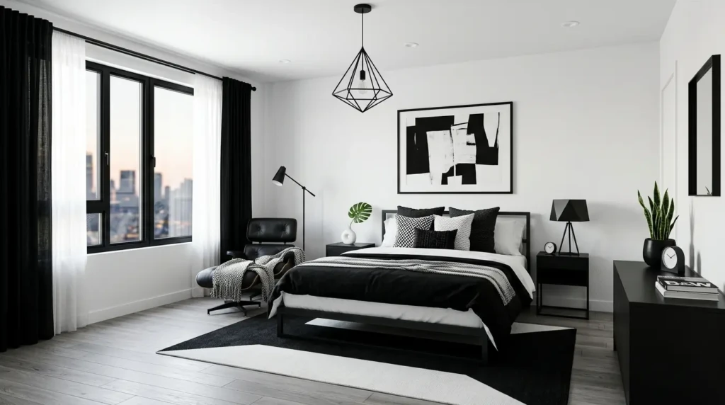 Modern Bedroom with Bold Color Contrast
