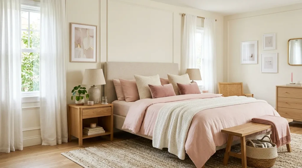 Balanced Pink Bedroom Design