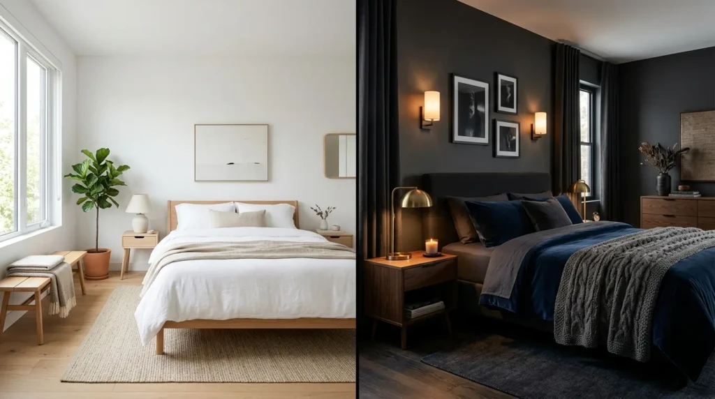 Light and Dark Bedroom Color Comparison