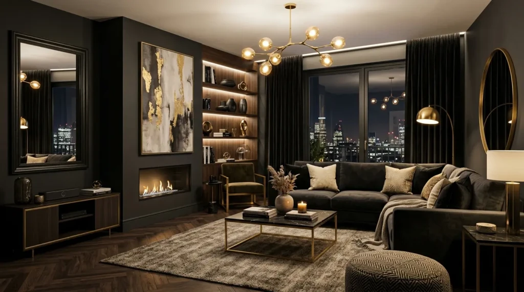 Modern Dark Apartment Living Room