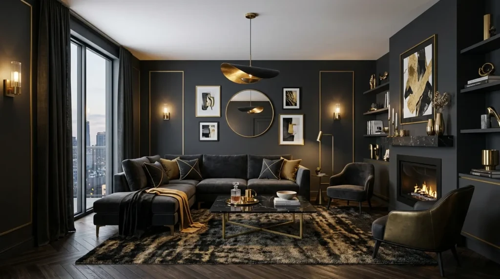 Modern Dark Apartment Living Room