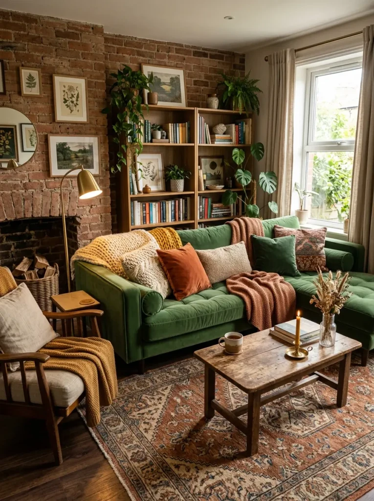 A cozy living room featuring mixed textures like cushions, rugs, and throws adding depth and comfort.