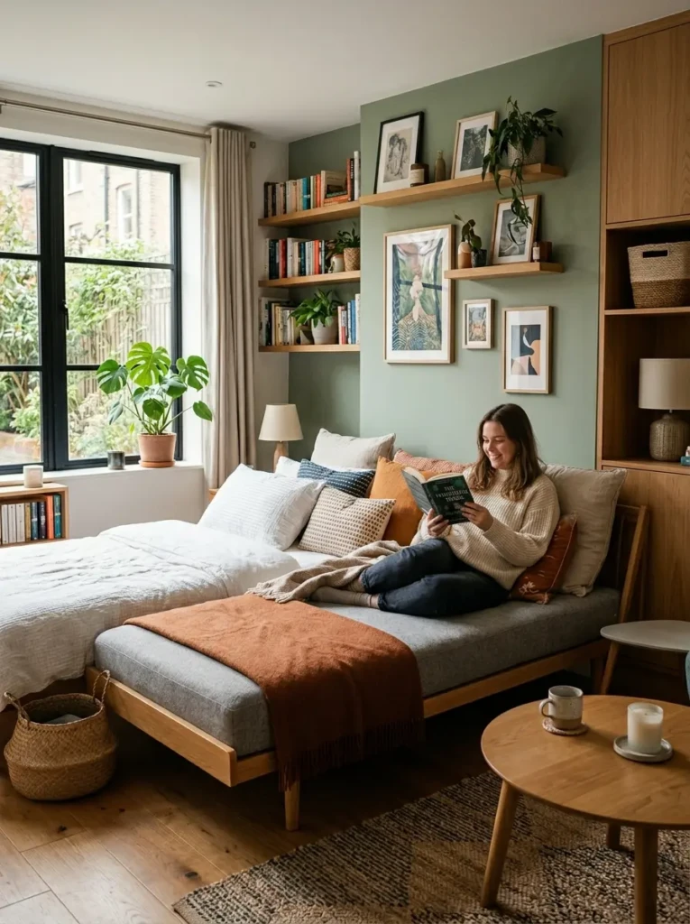 Versatile room featuring a daybed used for lounging, reading and sleeping in a modern home