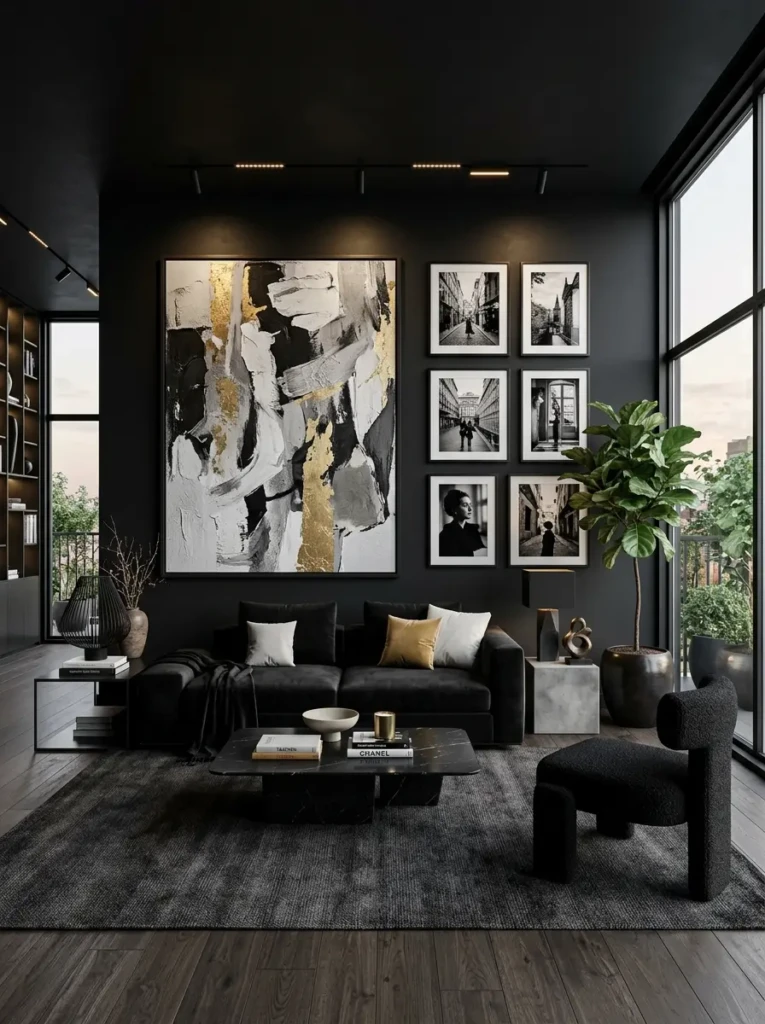 Dark living room showing poor lighting and clutter compared with balanced elegant interior design.