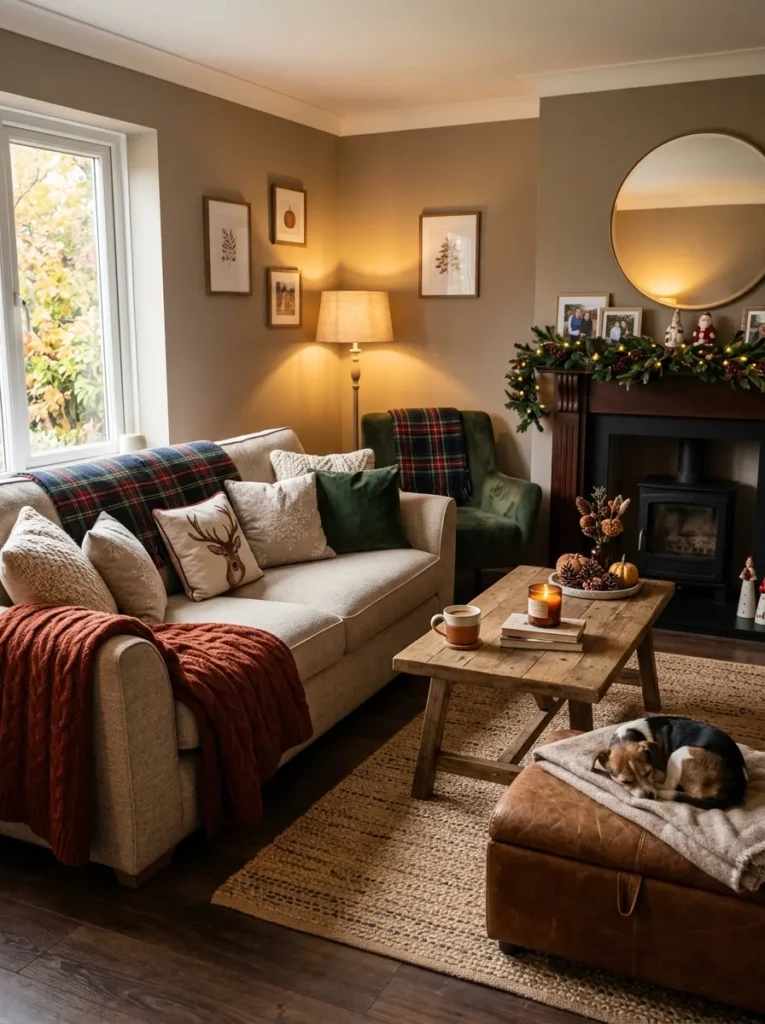 : Living room with personal items like photos, books, and souvenirs adding character and warmth
