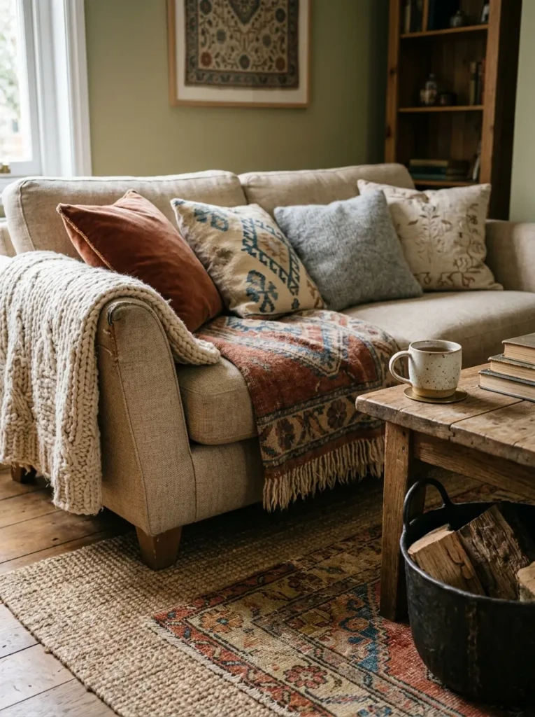 Elegant living room with classic furniture, vintage decor, and warm traditional design elements