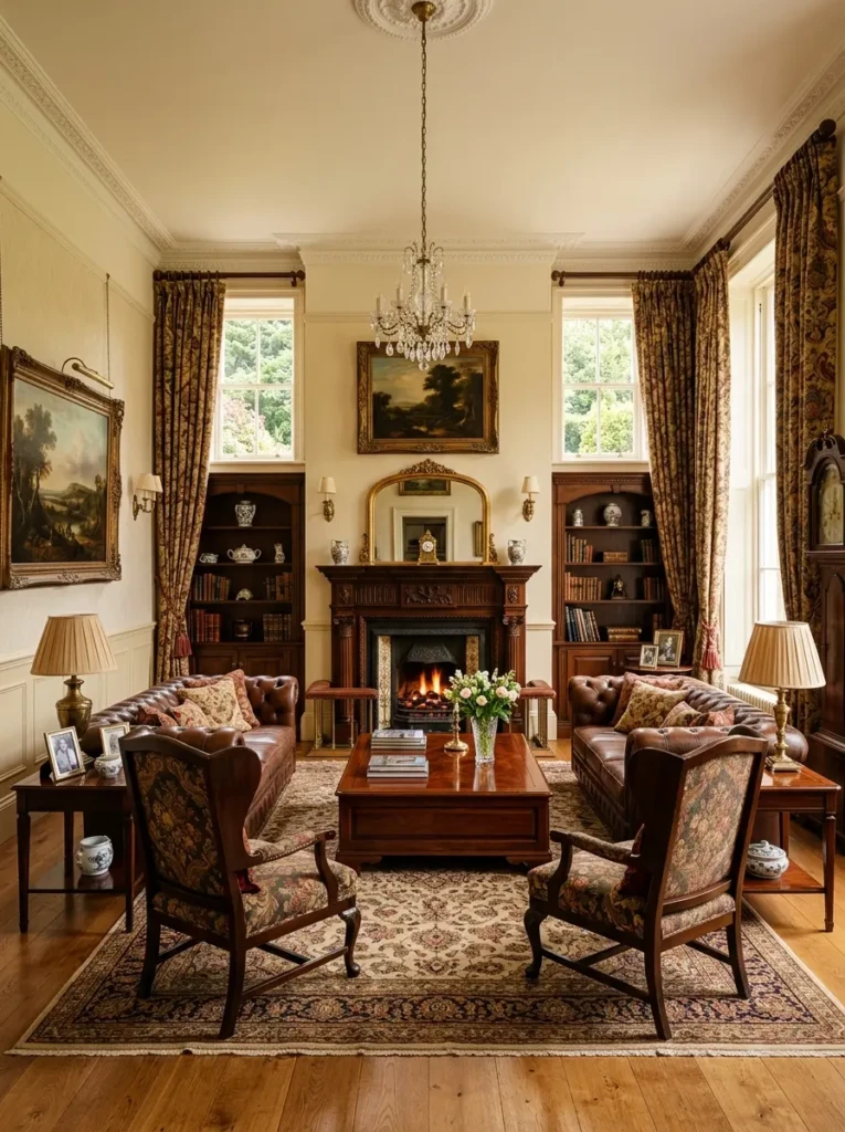 Living room wall with framed art, gallery arrangement, and stylish decorative pieces