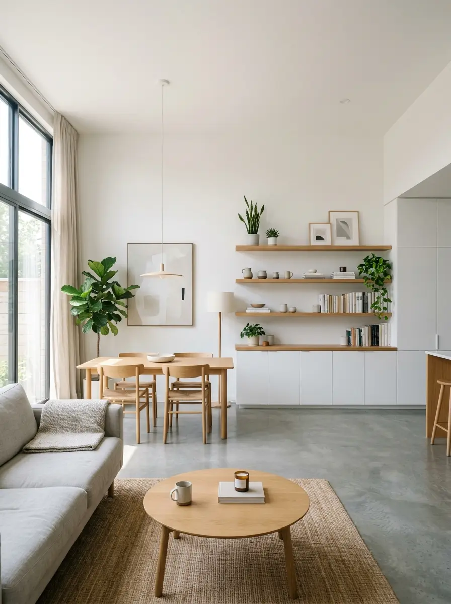 Organized minimalist home with clean storage and clutter-free interior styling