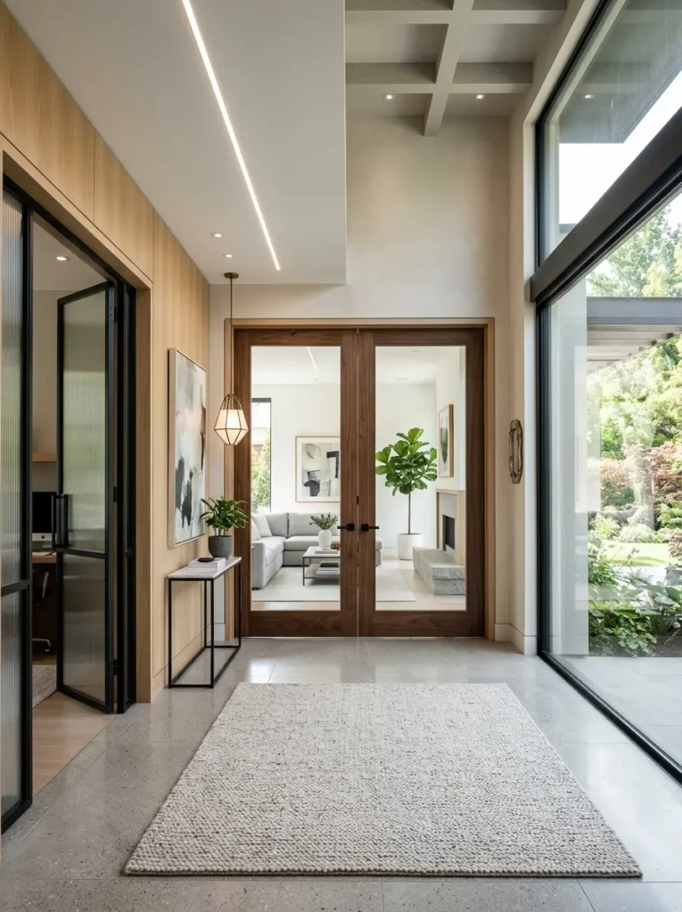 Elegant modern double door designs inside a contemporary luxury home interior