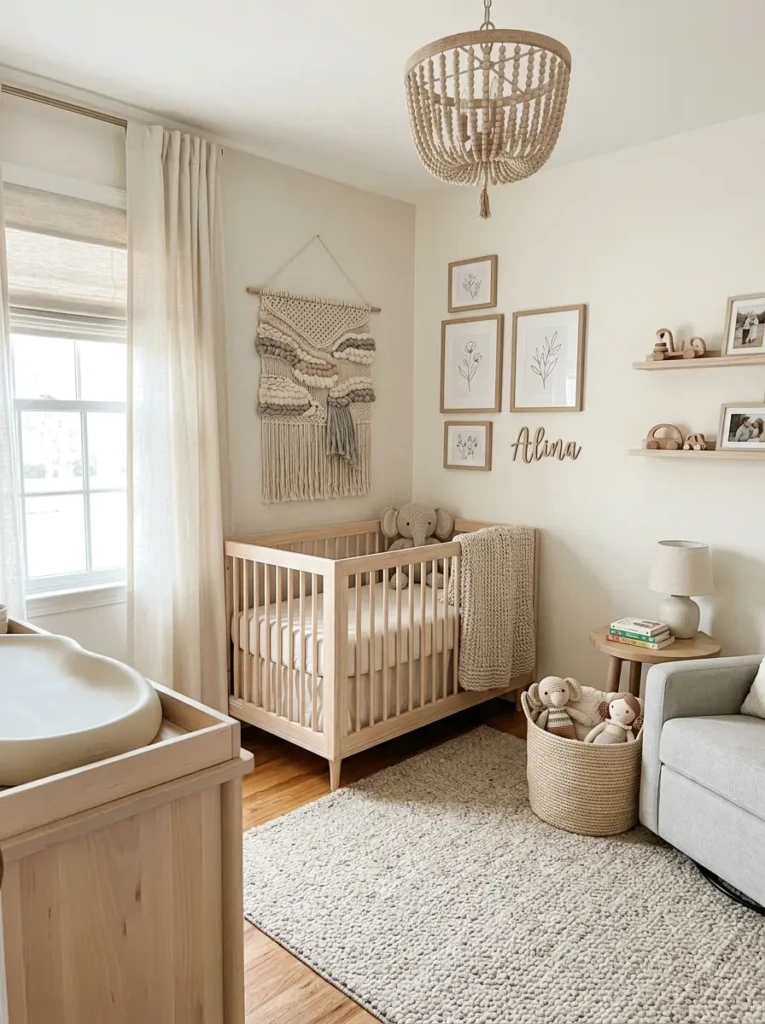 Elegant nursery featuring handmade home decor nursery kids room decoration with soft neutral styling