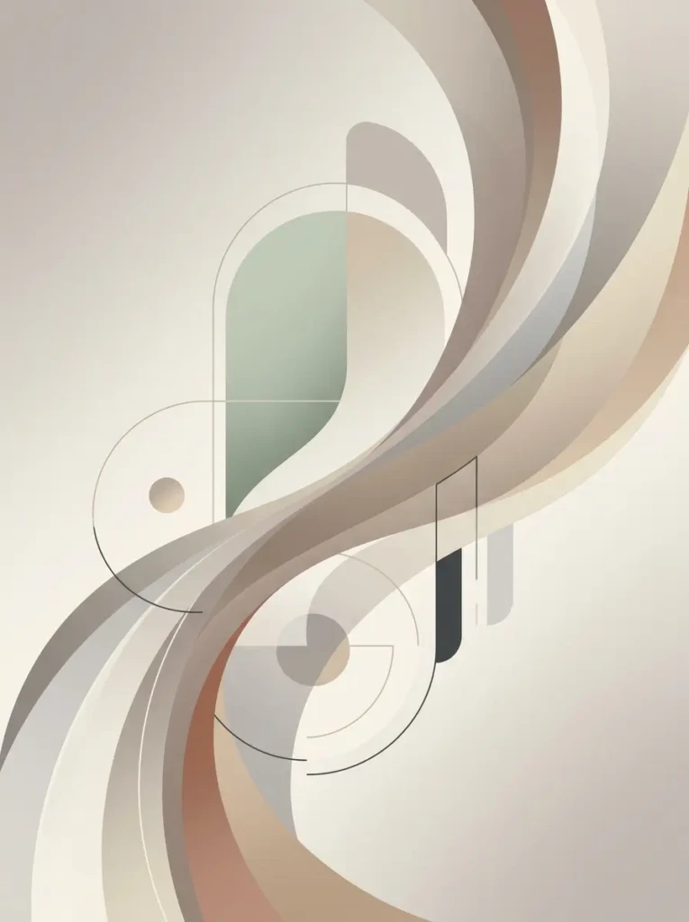 Abstract minimalist iPad wallpaper with flowing curves, soft gradients, and modern shapes