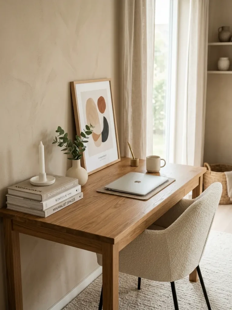 Minimalist desk setup with laptop, wireless accessories, and organized workspace