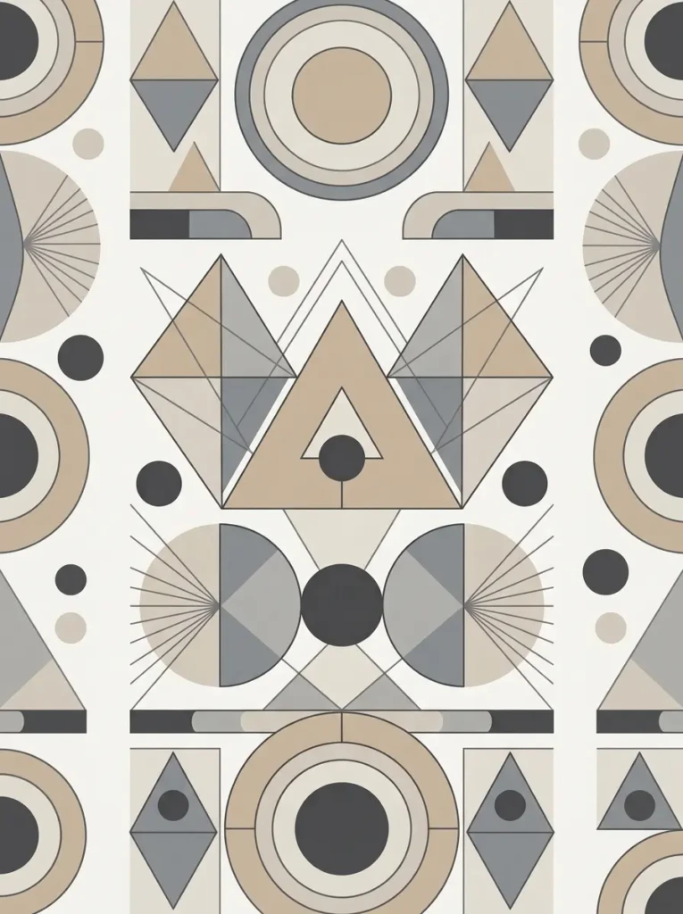 Minimalist geometric wallpaper with circles, lines, and neutral beige design for iPad