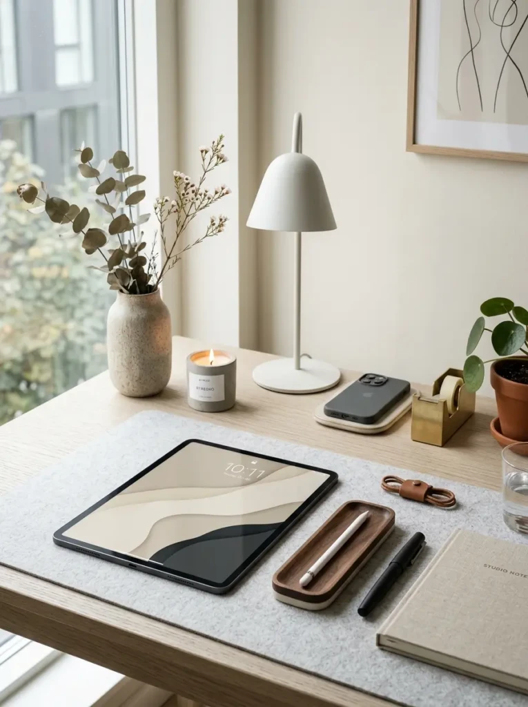 Mood board showcasing minimalist wallpaper inspiration from architecture, nature, and abstract art