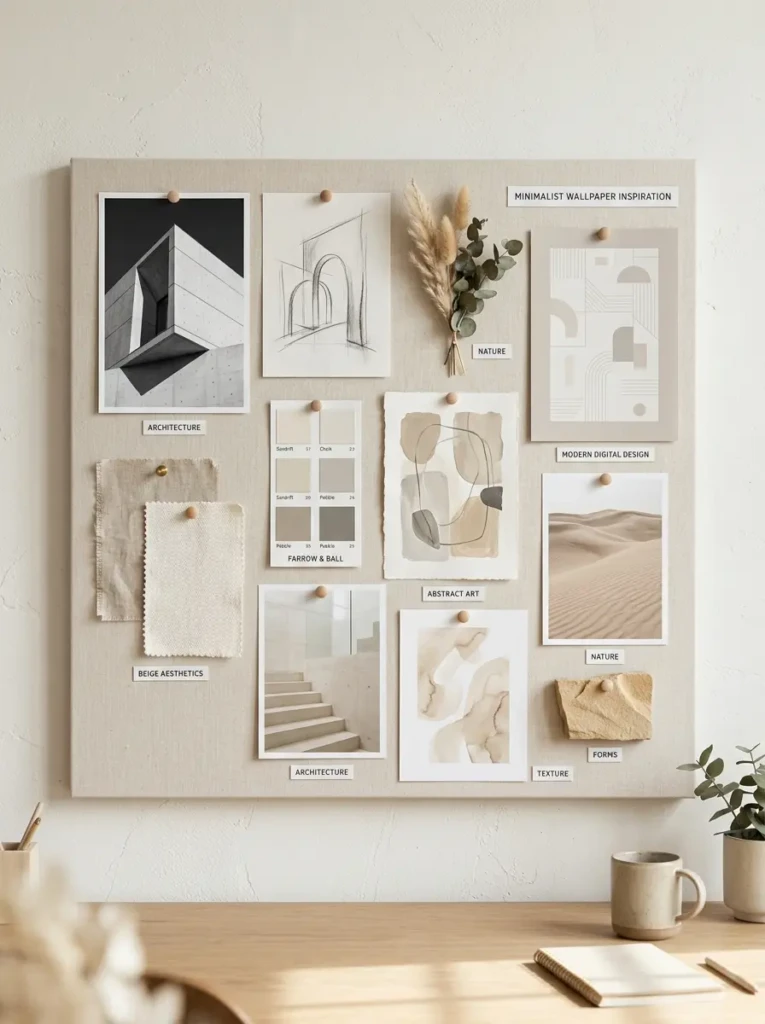 Peaceful workspace featuring an iPad with a calming minimalist wallpaper and neutral decor