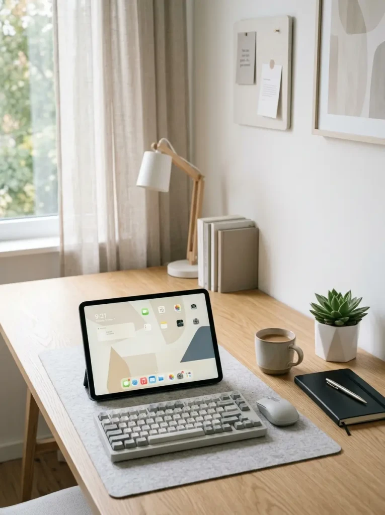 Comparison between cluttered and minimalist iPad wallpaper designs on home screens